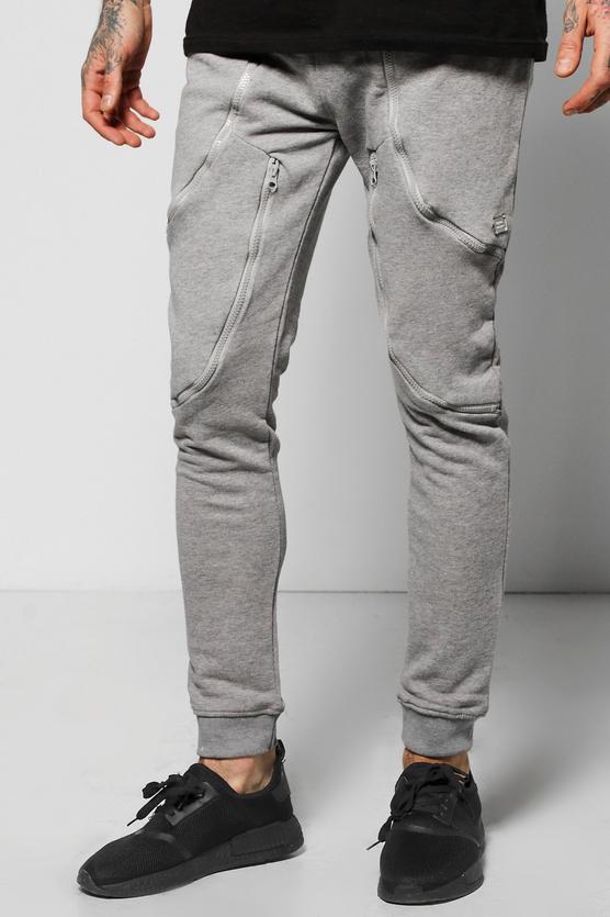 Skinny Fit Joggers With Zip Panels